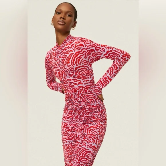 A.L.C. Ansel Ruched Long-Sleeve Body-Con Midi Dress - Picture 3 of 8